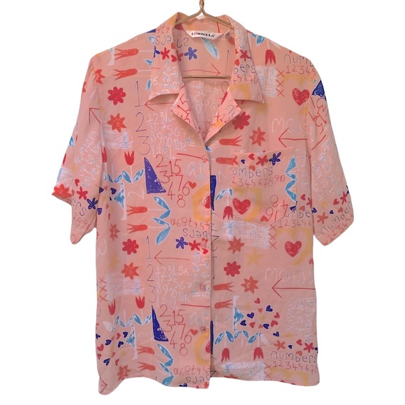 Vintage Tops - VINTAGE | Loubella Number Salmon Teacher Button-Up Blouse 12